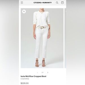 Cotizen Of Humanity Isola Mid Rise Cropped Boot Beige Jeans Size 27